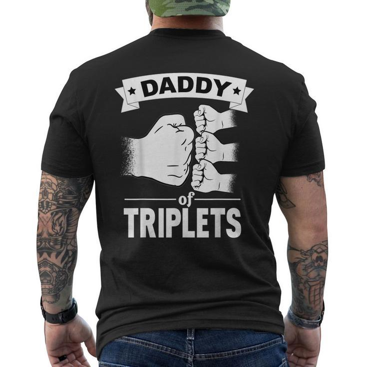 Dad Of Triplets Daddy Father Pregnancy Announcemet Men's Back Print T-shirt