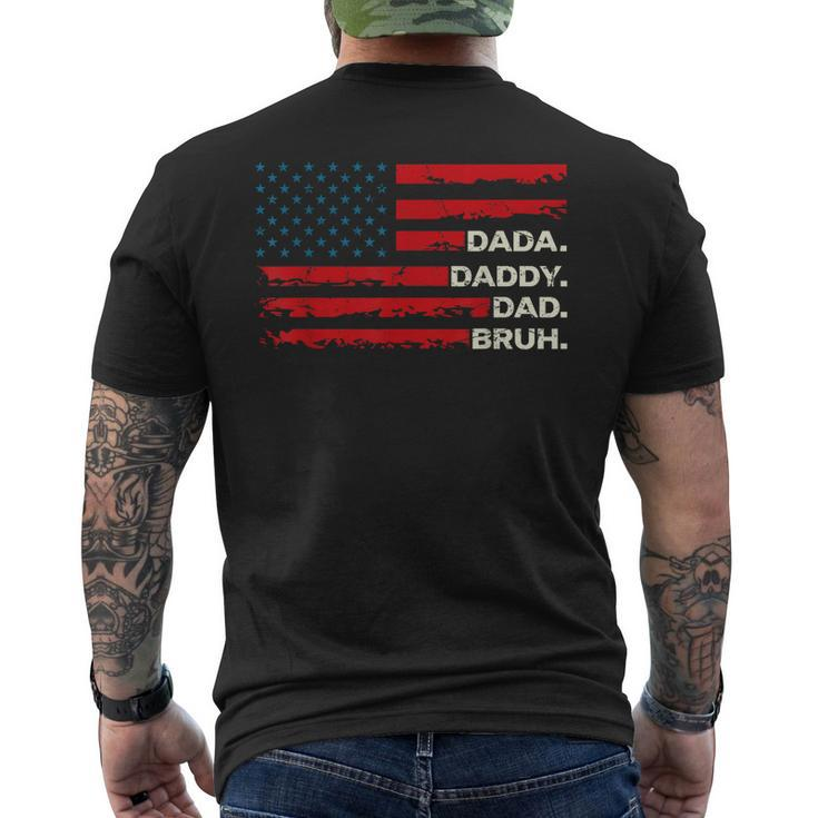 Dada Daddy Dad Bruh Fathers Day Vintage Us Flag Mens Men's Back Print T-shirt