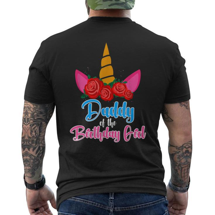 Daddy Of The Birthday Girl Father Unicorn Birthday Men's Back Print T-shirt