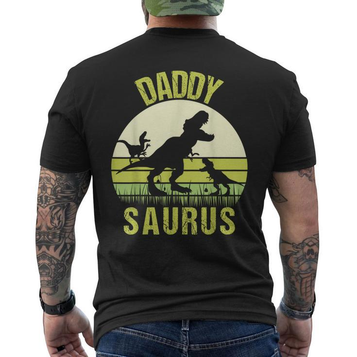 Daddy Dinosaur Daddysaurus 2 Two Kids Fathers Day  Mens Back Print T-shirt