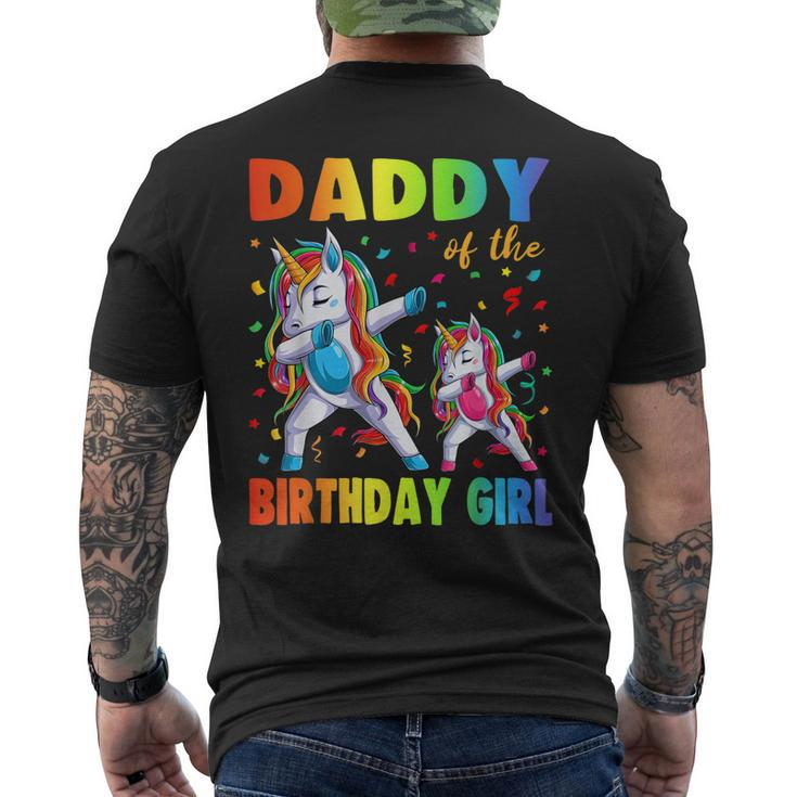 Daddy Of The Birthday Princess Girl Dabbing Unicorn Dad Papa Gift For Mens Mens Back Print T-shirt