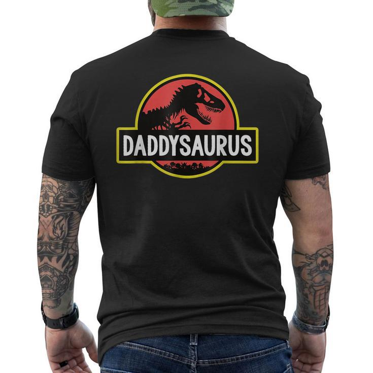 Daddysaurus Dad Husband Fathers Day Gift Matching Dinosaur  Men's Crewneck Short Sleeve Back Print T-shirt