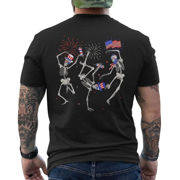 Dancing Skeleton  4Th Of July American Flag Halloween  Dancing Funny Gifts Mens Back Print T-shirt