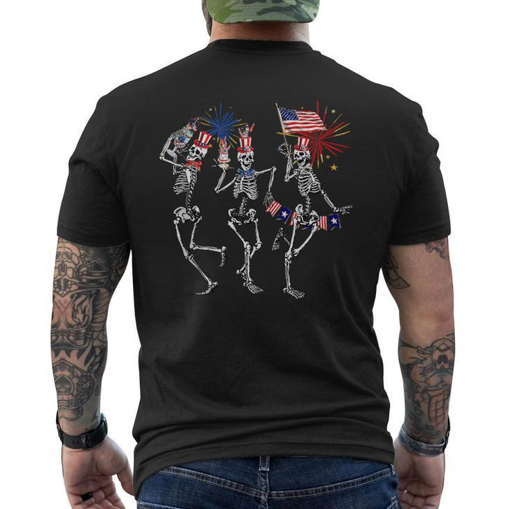 Dancing Skeleton American Flag 4Th Of July Dancing Funny Gifts Mens Back Print T-shirt