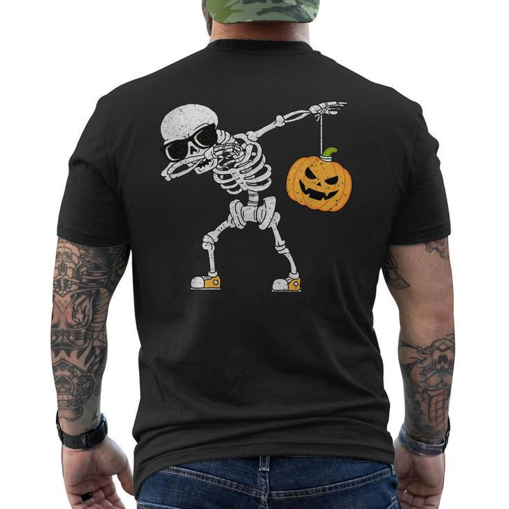 Dancing Skeleton Halloween Pumpkin Dab Dabbing Vintage Pumpkin Funny Gifts Mens Back Print T-shirt
