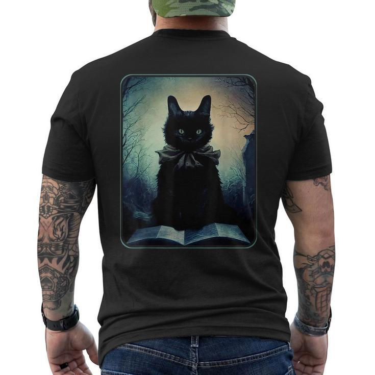 Dark Art Black Cat And Her Magic Book Magic Funny Gifts Mens Back Print T-shirt