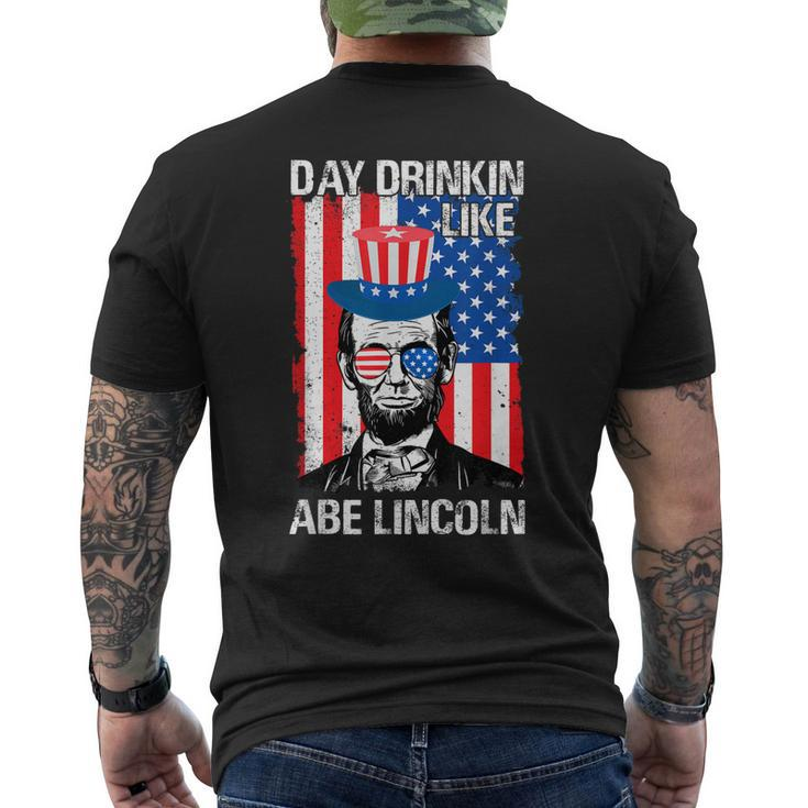 Day Drinking Like Abe Lincoln Funny Usa 4Th Of July 2023 Men  Mens Back Print T-shirt