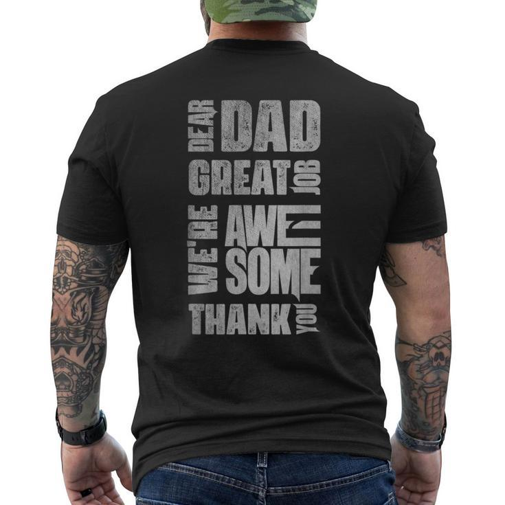 Dear Dad Great Job Were Awesome Thank You Father Day Vintag  Mens Back Print T-shirt