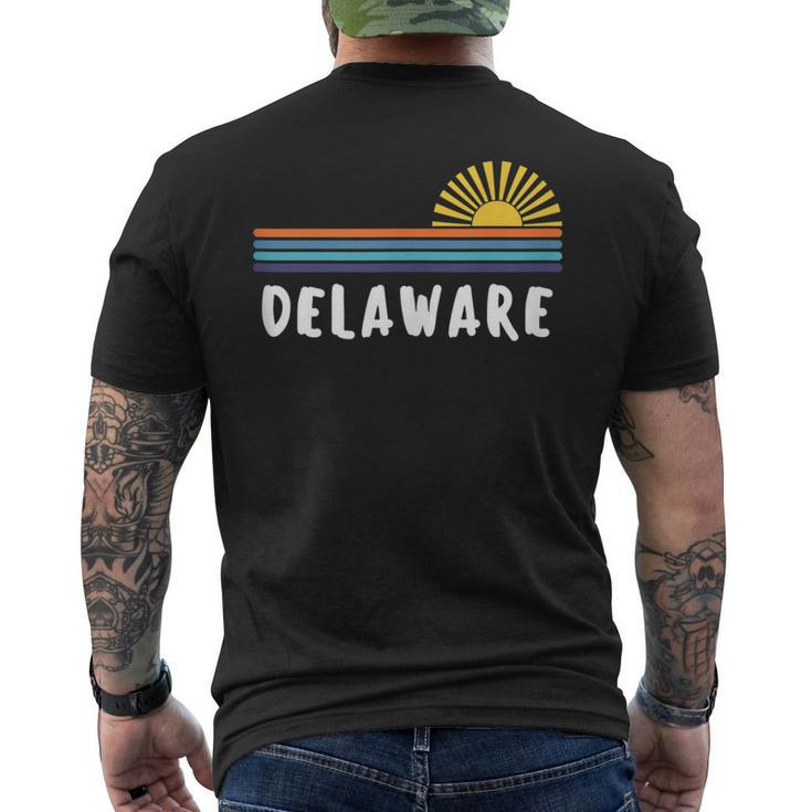 Delaware Home State Pride Retro Vintage Sunrise  Mens Back Print T-shirt
