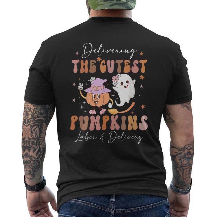 Delivering The Cutest Pumpkins Labor & Delivery Halloween Men's T-shirt Back Print