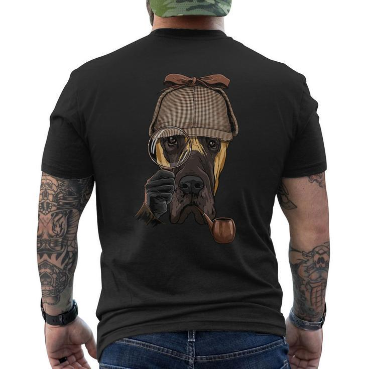 Detective Great Dane Spy Investigator Puppy Animal Dog Lover Mens Back Print T-shirt