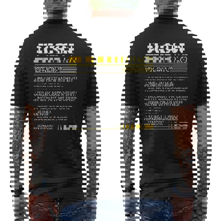 Dickson Name Gift Dickson Facts V3 Mens Back Print T-shirt