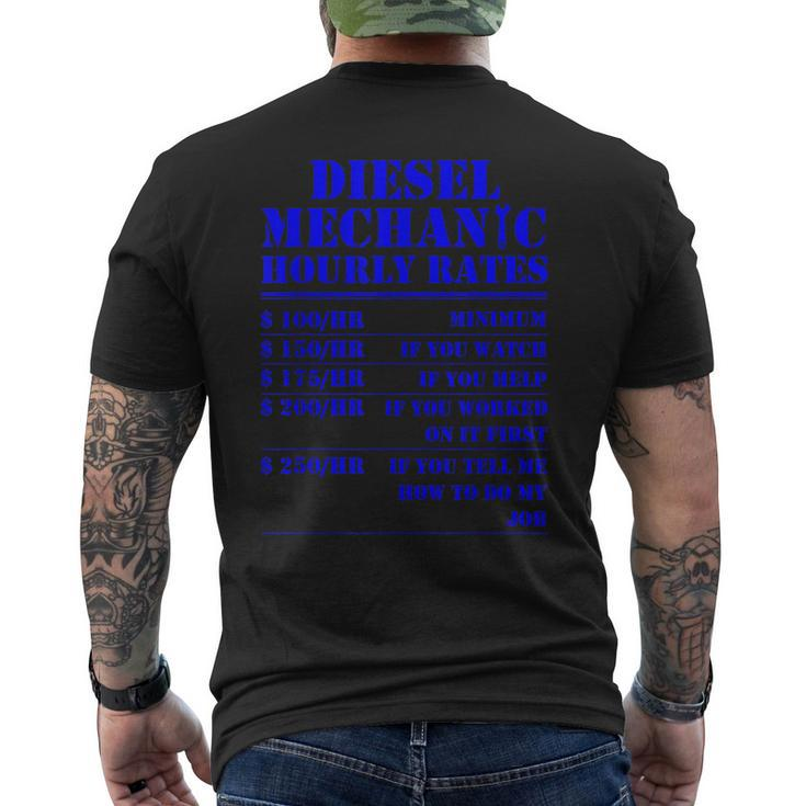 Diesel Mechanic Hourly Rate Funny Engine Vehicle Labor Gifts  Men's Crewneck Short Sleeve Back Print T-shirt