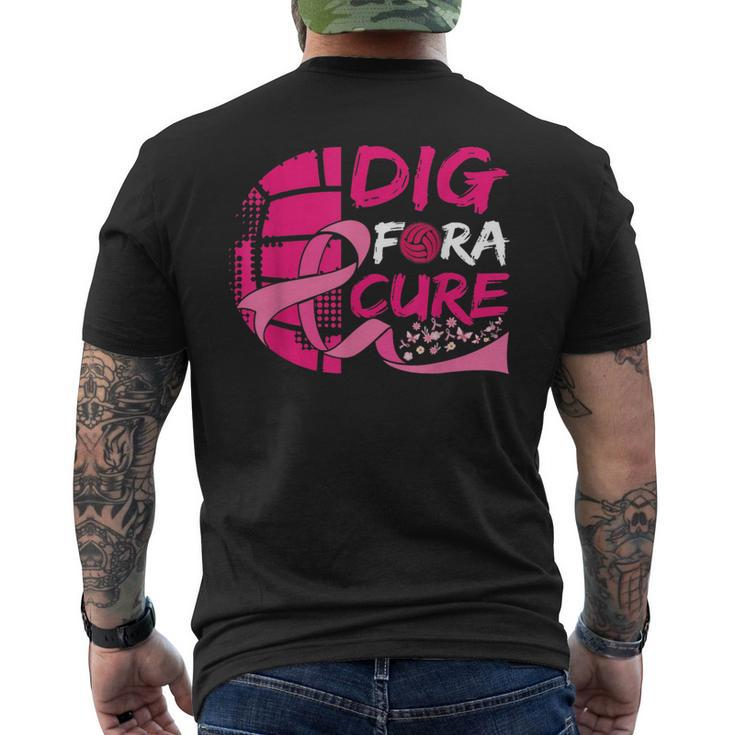 Dig For A Cure Breast Cancer Awareness Volleyball Pink  Mens Back Print T-shirt