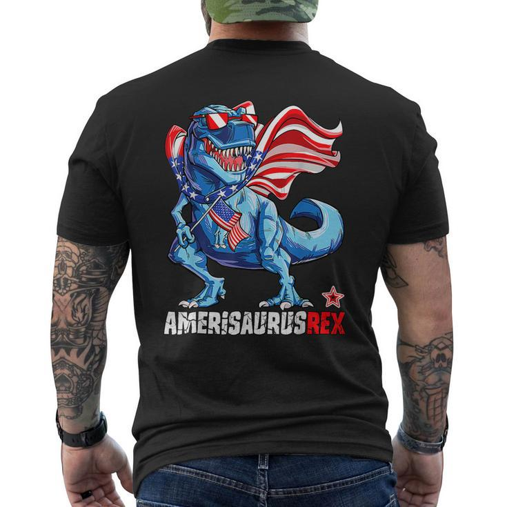 Dinosaur 4Th Of July Kids Boys Men Amerisaurus T Rex Funny  Mens Back Print T-shirt