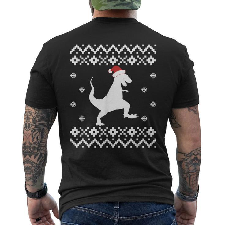 Dinosaur Ugly Christmas Sweater Trex Santa Men's T-shirt Back Print