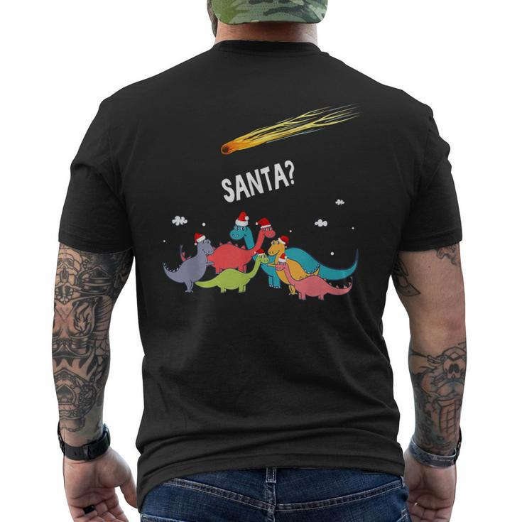 Dinosaur Ugly Christmas Sweater Merry Extinction Santa Hat Men's T-shirt Back Print