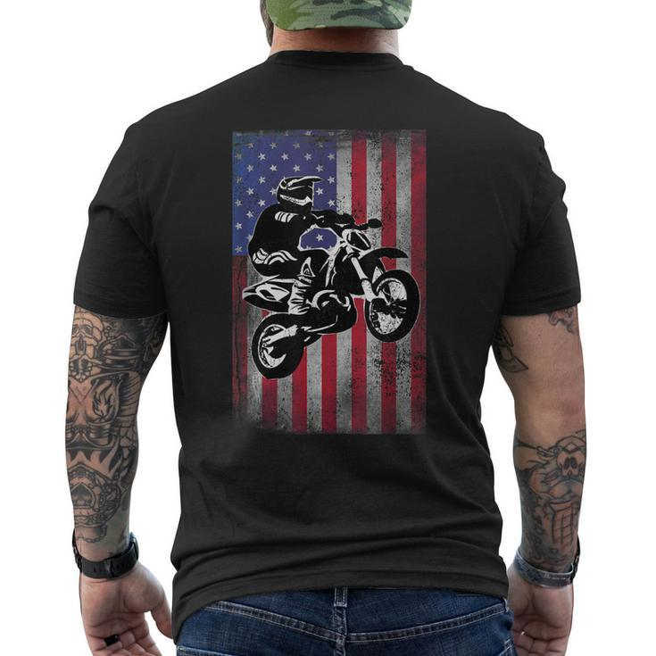 Dirt Bike American Flag Motocross Bikers Usa For 4Th Of July Mens Back Print T-shirt