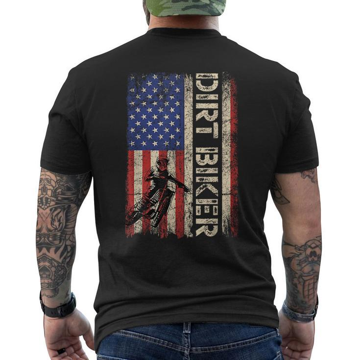 Dirt Bike American Usa Flag Motocross Biker 4Th Of July Men  Mens Back Print T-shirt