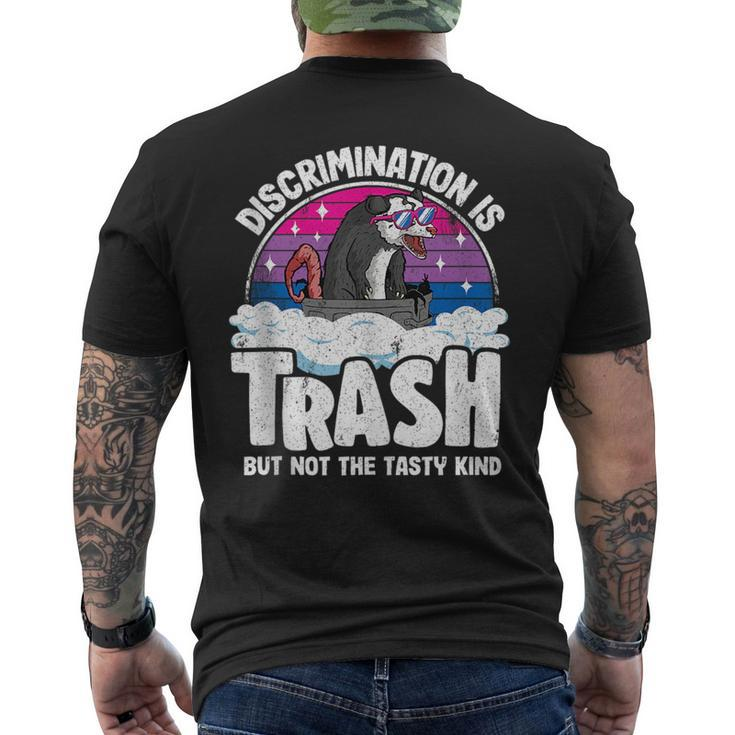 Discrimination Is Trash Opossum Bisexual Pride Bi Pride  Mens Back Print T-shirt