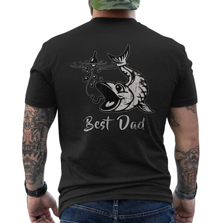 Distressed Fathers Day Best Dad Fishing Fish Father Men's Back Print T-shirt