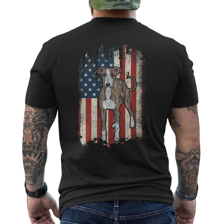Distressed Greyhound American Flag Patriotic Dog Mens Back Print T-shirt