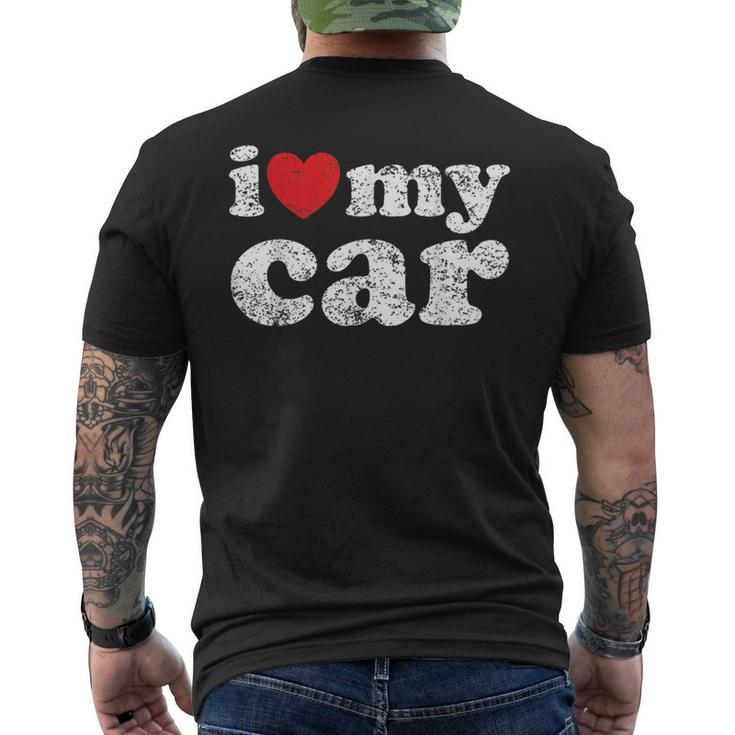 Distressed Grunge Worn Out Style I Love My Car Mens Back Print T-shirt