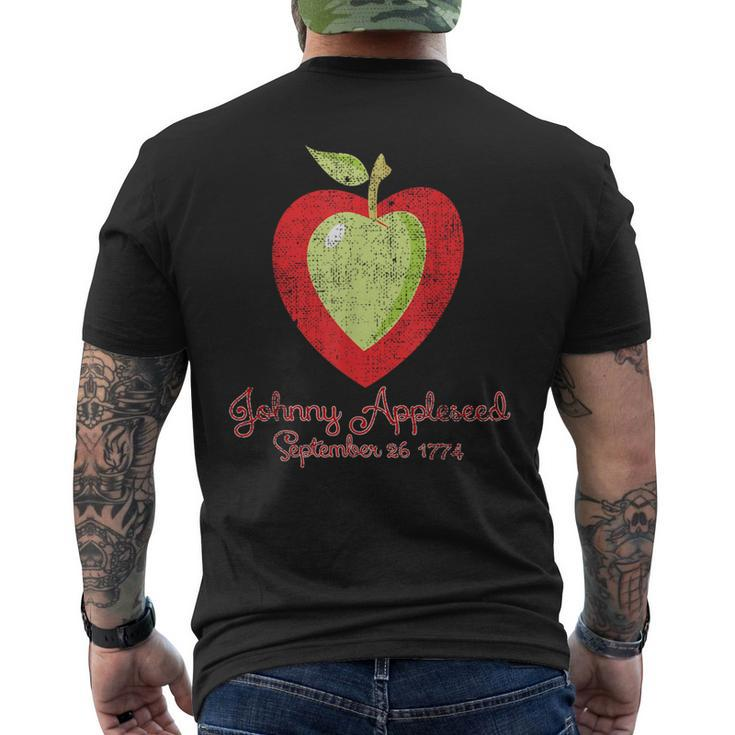 Distressed Johnny Appleseed Apple Tree Farmer Orchard Men's T-shirt Back Print