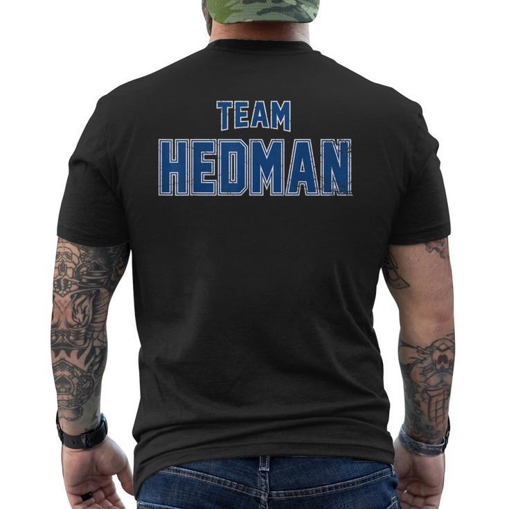 Distressed Team Hedman Surname Proud Family Last Name Men's Back Print T-shirt