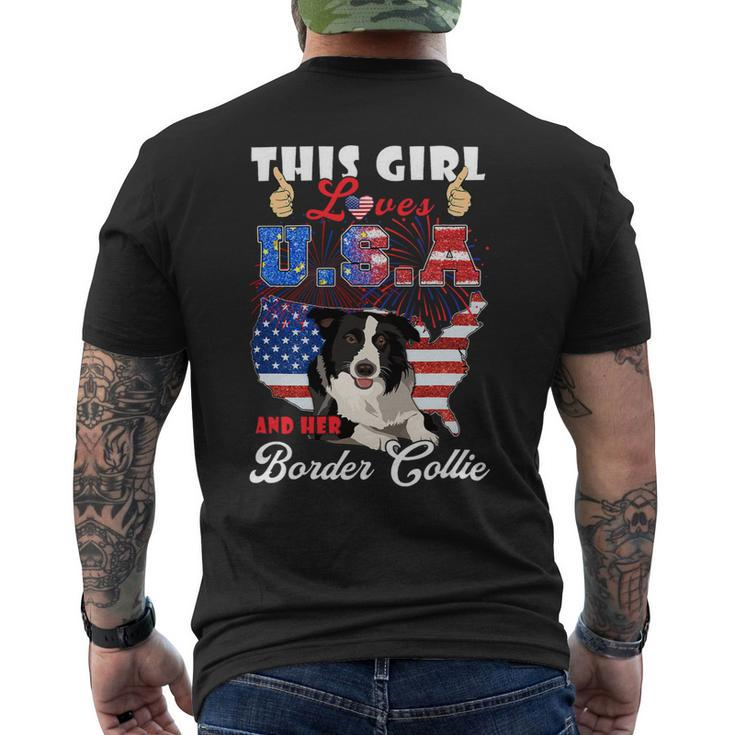 Dog Border Collie This Girl Loves Usa And Her Dog 4Th Of July Border Collie Mens Back Print T-shirt