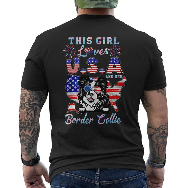 Dog Border Collie This Girl Loves Usa And Her Dog Border Collie 4Th Of July Mens Back Print T-shirt