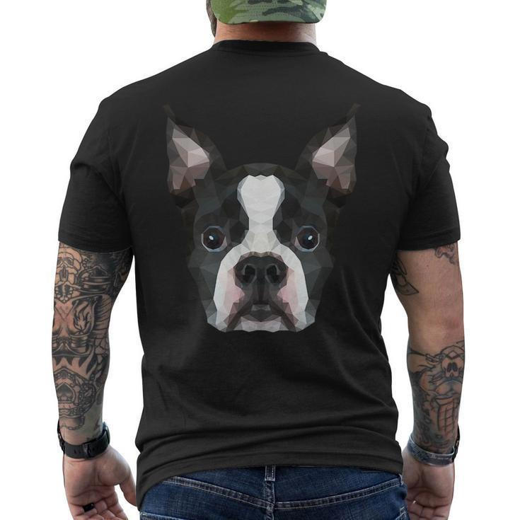 Dog Boston Terrier Art Mens Back Print T-shirt