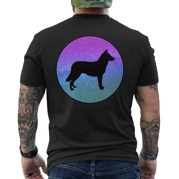 Dog Breed Lapponian Herder Dog Silhouette Space Galaxy Men's T-shirt Back Print