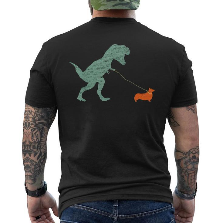 Dog Dinosaur - Vintage Tyrannosaurus Rex & Corgi  Mens Back Print T-shirt