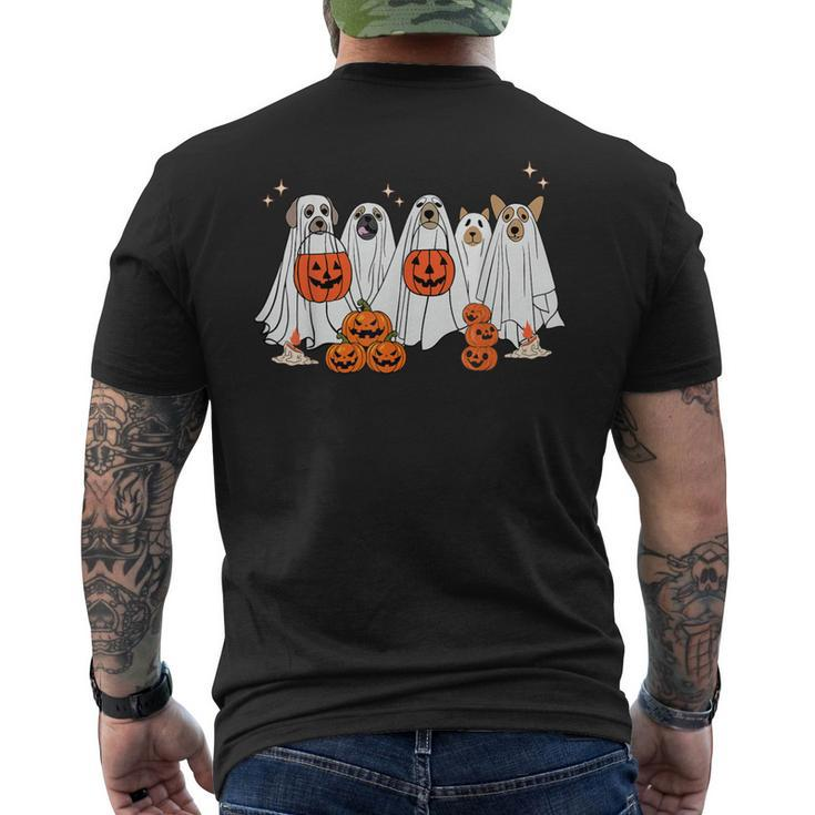 Dog Ghost Cute Dog Dressed As Ghost Halloween Dog Men's T-shirt Back Print