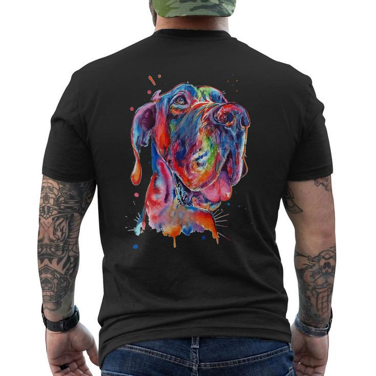 Dog Great Dane Splash Art Dane  Mens Back Print T-shirt