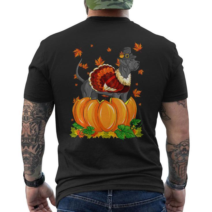 Dog Great Dane Thanksgiving Turkey Fall Autumn Pumpkin  Mens Back Print T-shirt