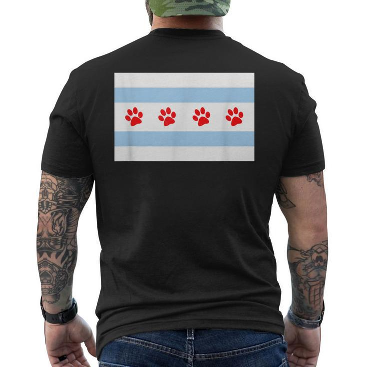 Dog Lovers Chicago Flag Paw Prints CustomMen's T-shirt Back Print