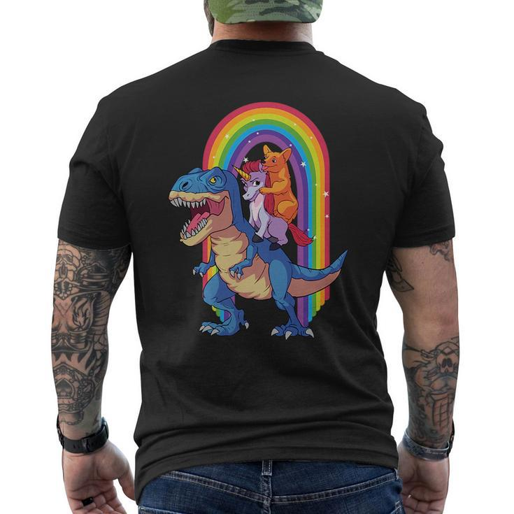 Dog Lovers Magical  Corgi And Unicorn Riding A Dinosaur   Mens Back Print T-shirt