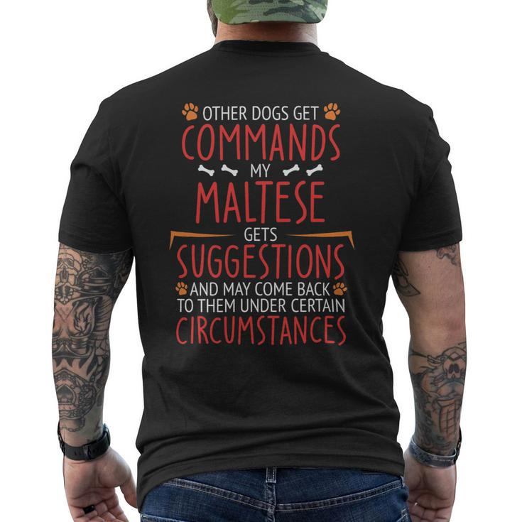 Dog Maltese Commands Mens Back Print T-shirt