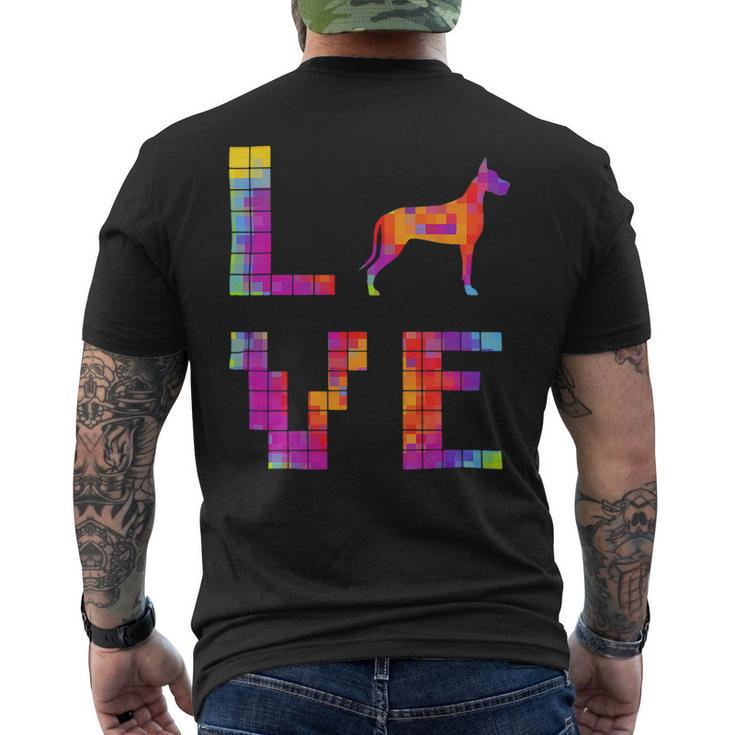Dog Mom Great Dane Shirts Dog Lover Pixel Art Mens Back Print T-shirt