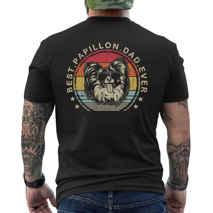 Dog Papillon Mens Best Papillon Dad Ever Cool Fathersday Retro Style Mens Back Print T-shirt