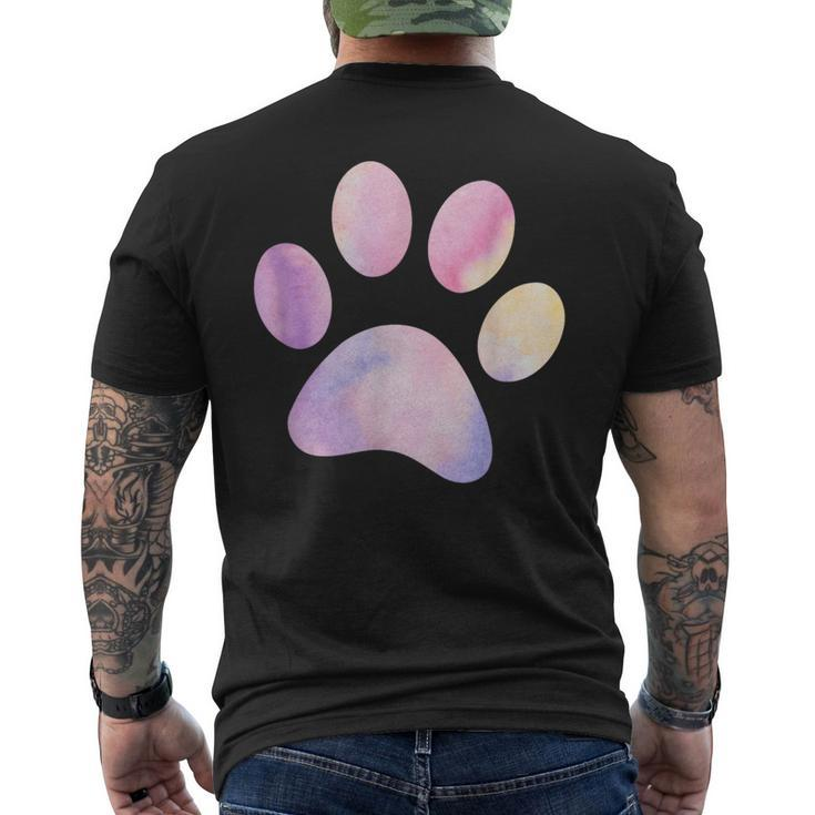 Dog Paw Colorful Print Dog Love Pet Paw  Mens Back Print T-shirt