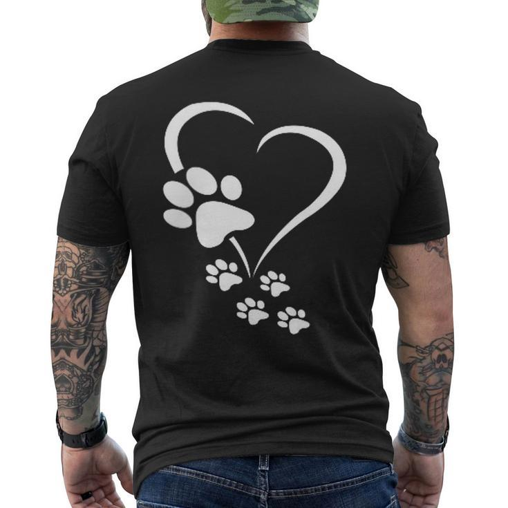 Dog Paw Heart Dog Paws Hearts Dog Paw - Dog Owner  Mens Back Print T-shirt