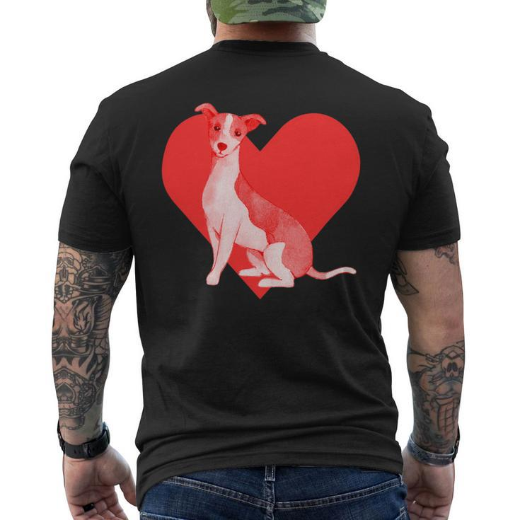 Dog Red Heart Italian Greyhound Mens Back Print T-shirt