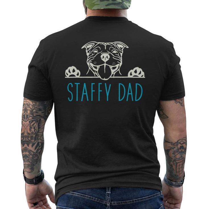 Dog Staffordshire Staffy Dad With Staffordshire Bull Terrier Dog Mens Back Print T-shirt