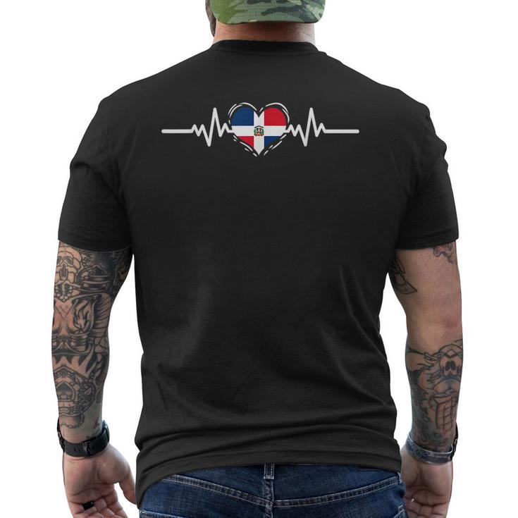 Dominican Republic Flag Heartbeat Dominican Roots Men's T-shirt Back Print