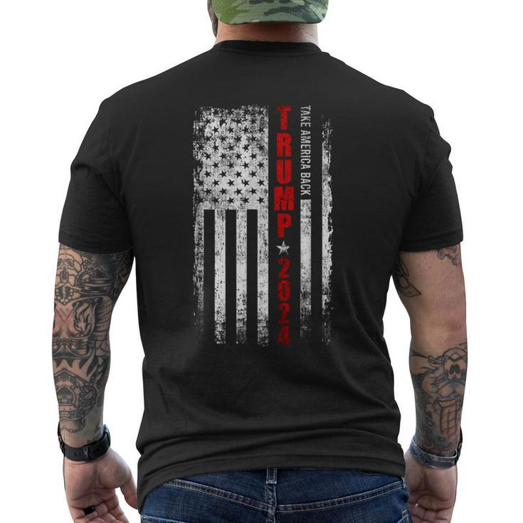 Donald Trump 2024 Take America Back American Flag Patriotic  Mens Back Print T-shirt