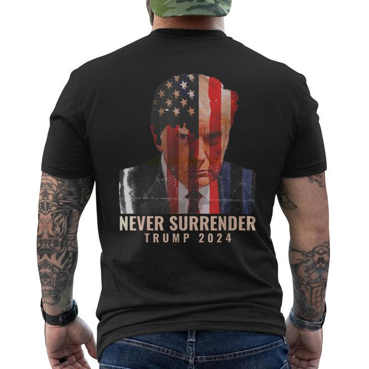 Donald Trump Never Surrender President 2024 Trump Shot Men's T-shirt Back Print