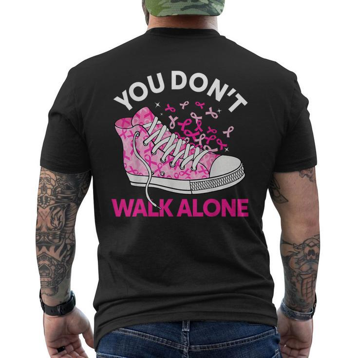 You Don't Walk Alone Pink Shoes Ribbon Breast Cancer Warrior Men's T-shirt Back Print